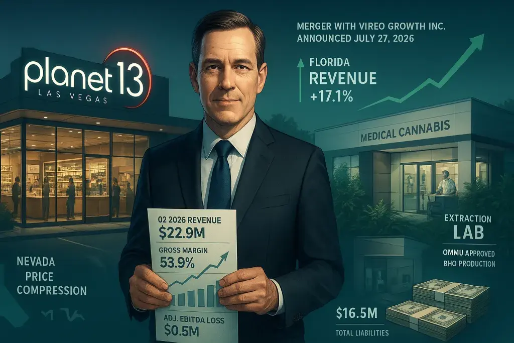 Planet 13 Posts Narrower Loss as Merger With Vireo Nears Close